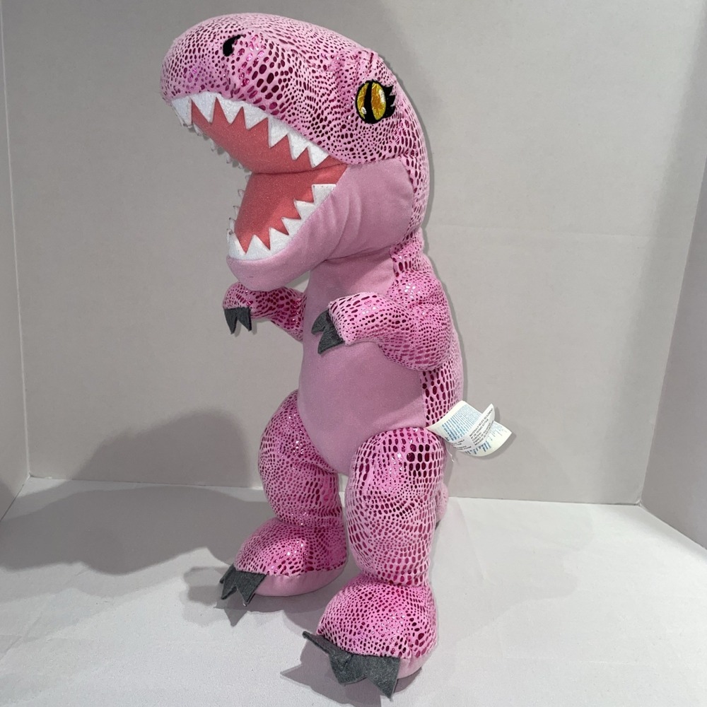 Build-A-Bear Workshop Pink T-Rex Dinosaur Plush Metallic Scales Shimmer 21 Inch